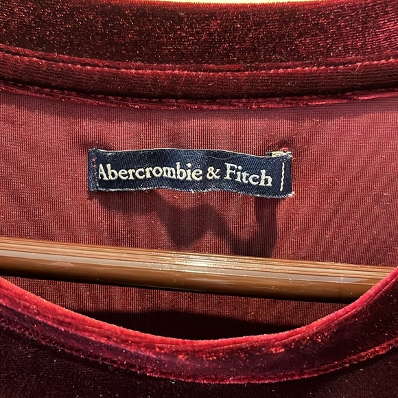 Abercrombie & Fitch   Velvet scoopneck Top short sleeves  deep maroon  Size S-M - Picture 3 of 12